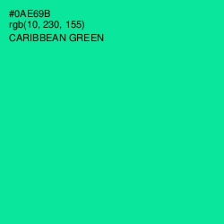 #0AE69B - Caribbean Green Color Image