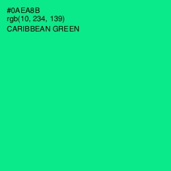 #0AEA8B - Caribbean Green Color Image