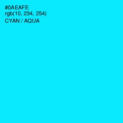 #0AEAFE - Cyan / Aqua Color Image