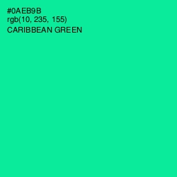 #0AEB9B - Caribbean Green Color Image