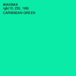 #0AEBA8 - Caribbean Green Color Image