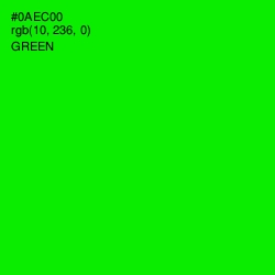 #0AEC00 - Green Color Image