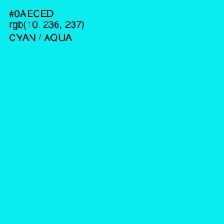 #0AECED - Cyan / Aqua Color Image