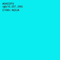 #0AEDF0 - Cyan / Aqua Color Image