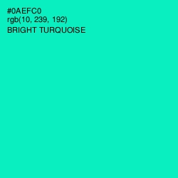 #0AEFC0 - Bright Turquoise Color Image