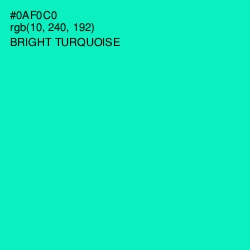 #0AF0C0 - Bright Turquoise Color Image