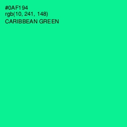 #0AF194 - Caribbean Green Color Image