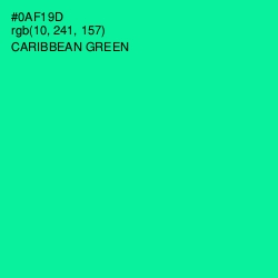 #0AF19D - Caribbean Green Color Image