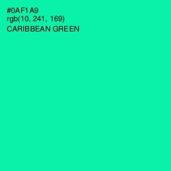#0AF1A9 - Caribbean Green Color Image