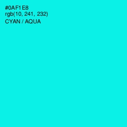 #0AF1E8 - Cyan / Aqua Color Image