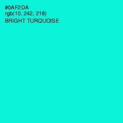 #0AF2DA - Bright Turquoise Color Image