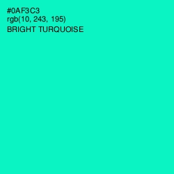 #0AF3C3 - Bright Turquoise Color Image