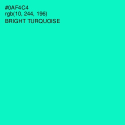 #0AF4C4 - Bright Turquoise Color Image