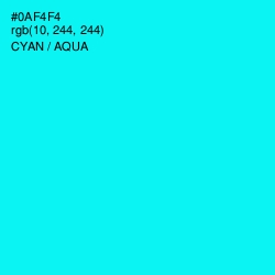 #0AF4F4 - Cyan / Aqua Color Image