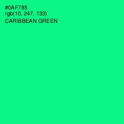 #0AF785 - Caribbean Green Color Image
