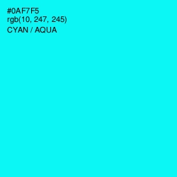 #0AF7F5 - Cyan / Aqua Color Image