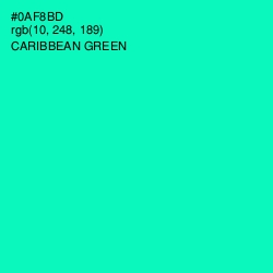 #0AF8BD - Caribbean Green Color Image