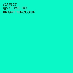 #0AF8C7 - Bright Turquoise Color Image