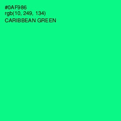 #0AF986 - Caribbean Green Color Image