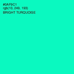 #0AF9C1 - Bright Turquoise Color Image