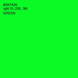 #0AFA26 - Green Color Image