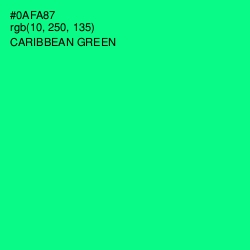 #0AFA87 - Caribbean Green Color Image