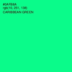 #0AFB8A - Caribbean Green Color Image