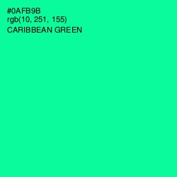 #0AFB9B - Caribbean Green Color Image