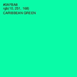 #0AFBA8 - Caribbean Green Color Image