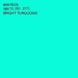 #0AFBD9 - Bright Turquoise Color Image