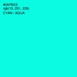 #0AFBE2 - Cyan / Aqua Color Image
