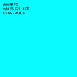 #0AFBFD - Cyan / Aqua Color Image