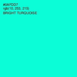 #0AFDD7 - Bright Turquoise Color Image