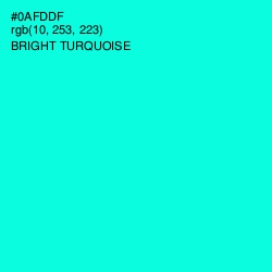 #0AFDDF - Bright Turquoise Color Image