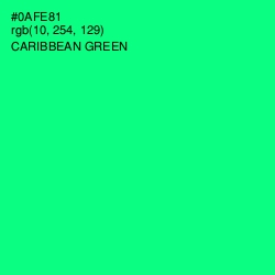 #0AFE81 - Caribbean Green Color Image