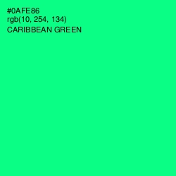 #0AFE86 - Caribbean Green Color Image