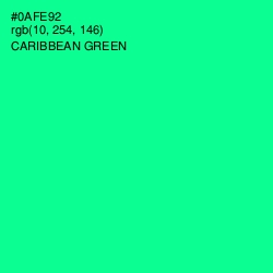 #0AFE92 - Caribbean Green Color Image