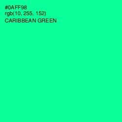 #0AFF98 - Caribbean Green Color Image