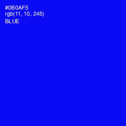 #0B0AF5 - Blue Color Image