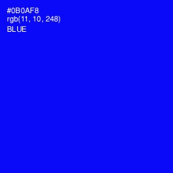 #0B0AF8 - Blue Color Image