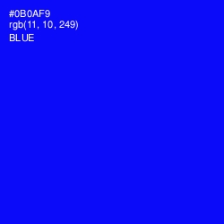 #0B0AF9 - Blue Color Image