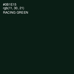 #0B1E15 - Racing Green Color Image