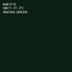 #0B1F15 - Racing Green Color Image