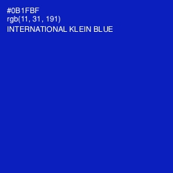 #0B1FBF - International Klein Blue Color Image