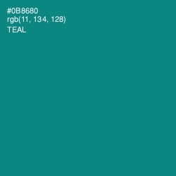 #0B8680 - Teal Color Image