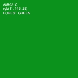 #0B921C - Forest Green Color Image