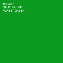 #0B9A1F - Forest Green Color Image