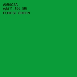 #0B9C3A - Forest Green Color Image