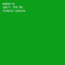 #0B9F1A - Forest Green Color Image