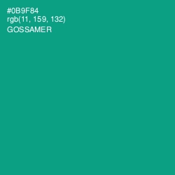 #0B9F84 - Gossamer Color Image